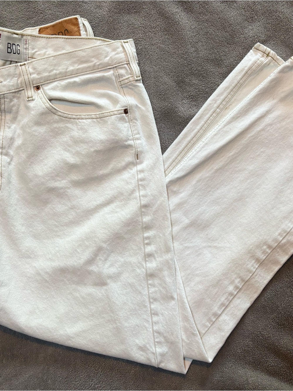BDG Off-White High-Rise Straight Jeans